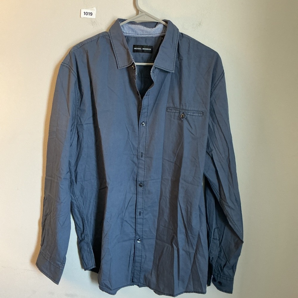 Michael Brandon Men's Long Sleeve Shirt Blue Xl
